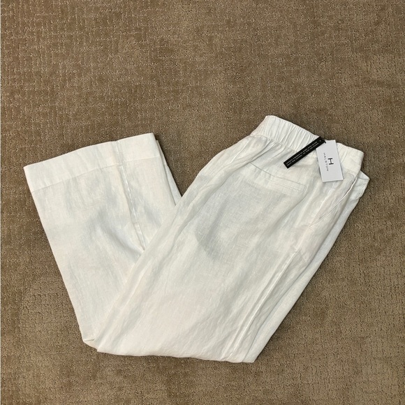 Halston Wide Leg Linen Pants White 100% Linen Women's Size Large - Picture 3 of 11